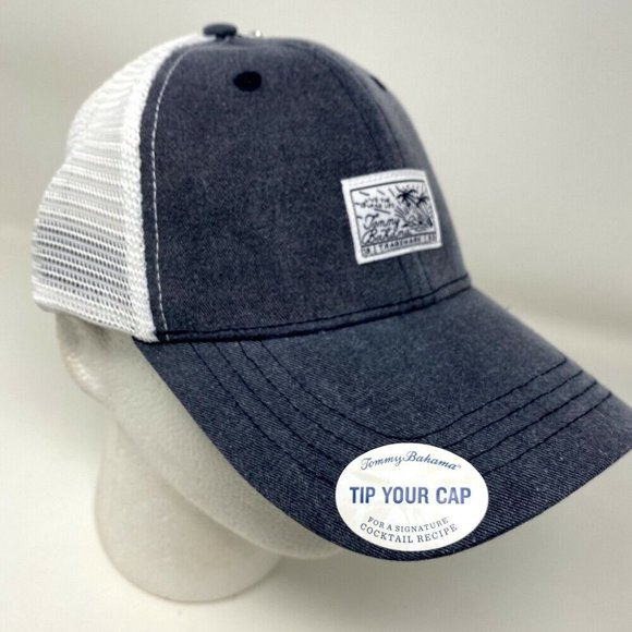 Tommy Bahama Strapback Hat Gray Fishing Beach Mesh Bar Baja Margarita - Picture 7 of 7
